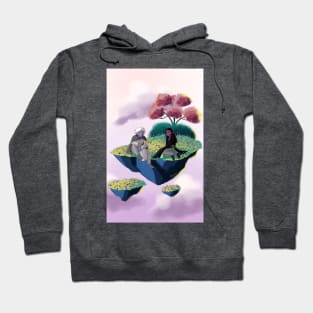 Beautiful fantasy art of a floating land with flowers Hoodie